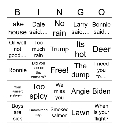 Texas Bingo Card
