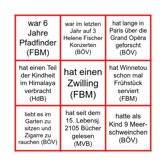 Kolleg*innen Bingo Card
