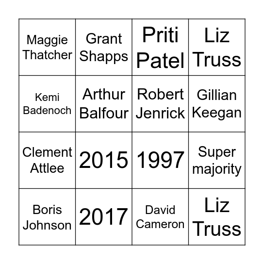 Election Night Bingo Card