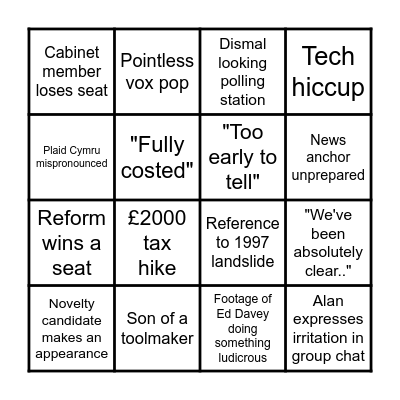 Election 2024 Bingo Card