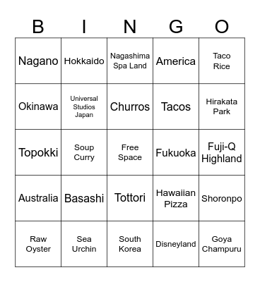 Have you ever . . . Bingo Card