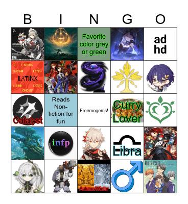 The Bingo of Me! Bingo Card