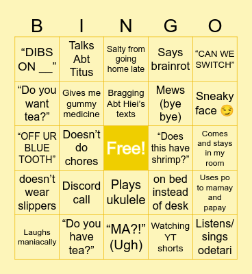 Blisse Bingo Card