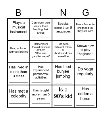 Karkhana BING!!! Bingo Card