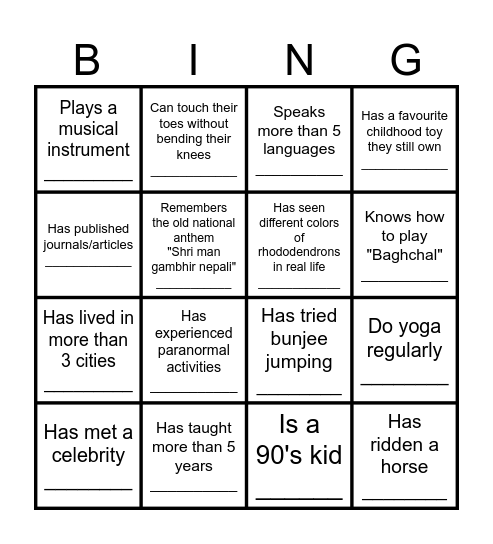 Karkhana BING!!! Bingo Card
