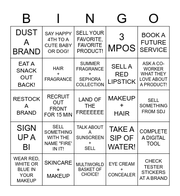 4TH OF JULY BINGO! Bingo Card