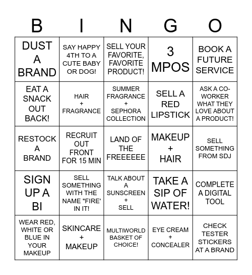 4TH OF JULY BINGO! Bingo Card