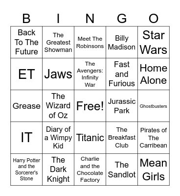 Movies! Bingo Card