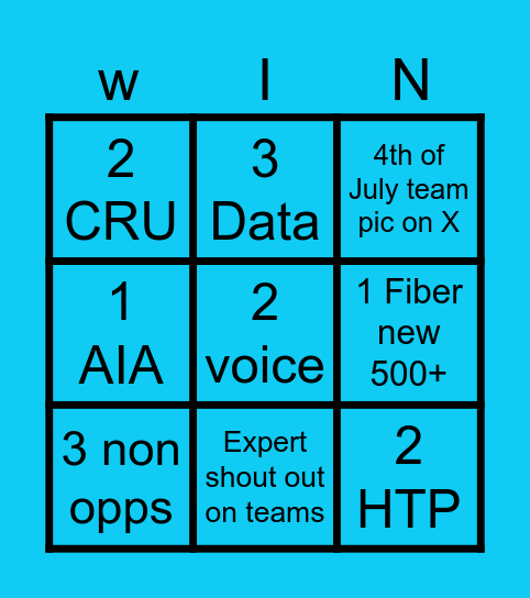 Appetizer BINGO Card