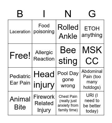 LTUC 4th of July Bingo Card