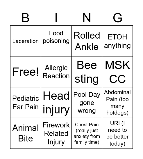 LTUC 4th of July Bingo Card