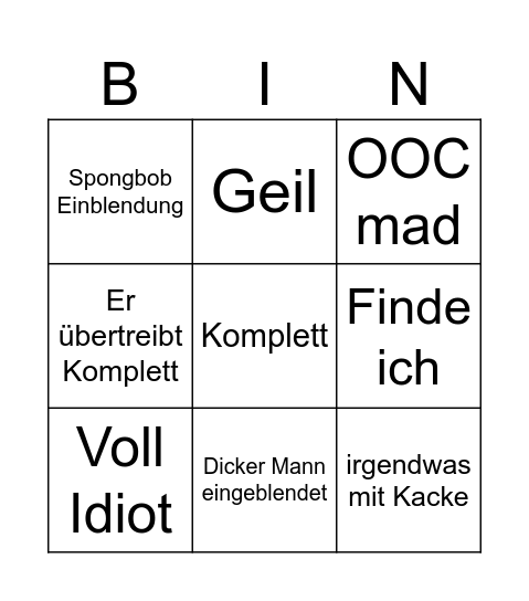 Gleggmire Bingo Card