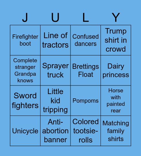 Ashland 4th July Parade Bingo Card