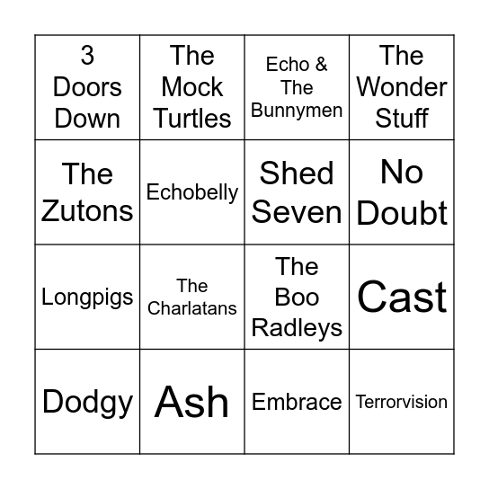 Artisit Bingo Card