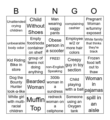 Wal Mart Bingo Card