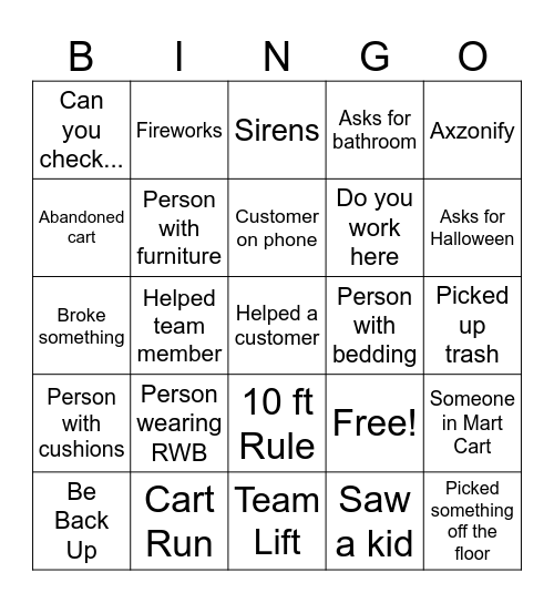 FLOOR Associate Bingo Card