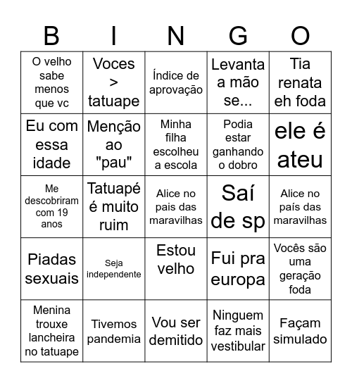 BIG MAC concelhos Bingo Card