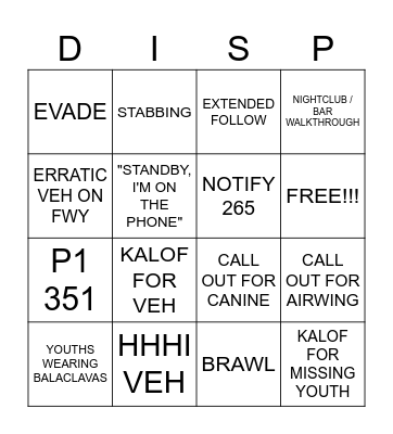 POL DISPATCHER BINGO Card