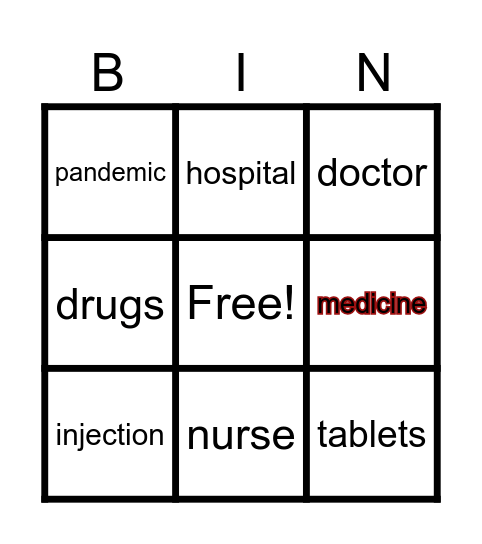 Health Bingo Card