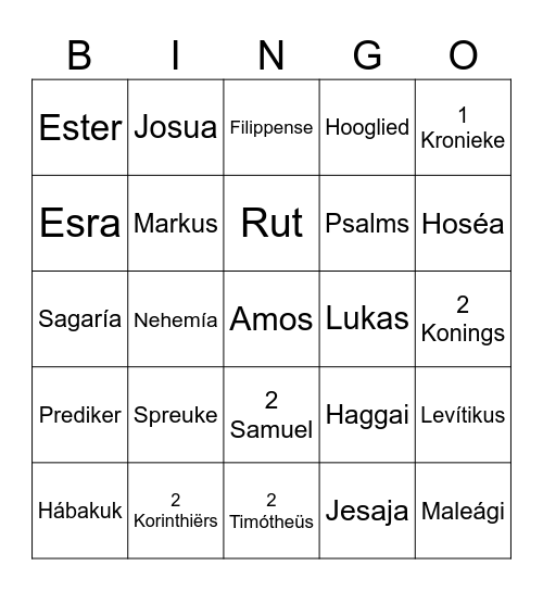 Bybel Bingo Card