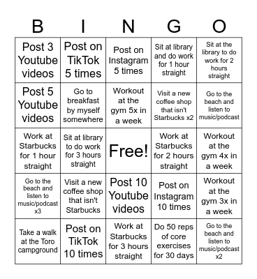 Overtake Anxiety Summer Bingo Card