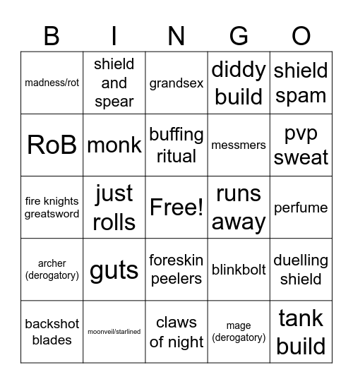 elden ring pvp Bingo Card