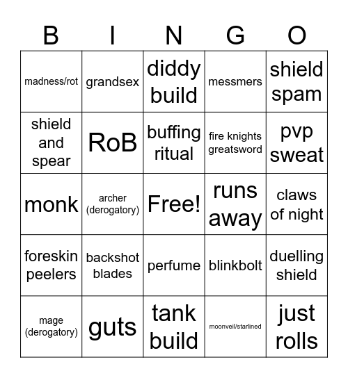 elden ring pvp Bingo Card