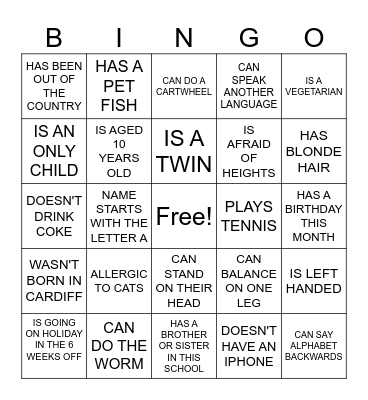 HUMAN SCAVENGER HUNT Bingo Card