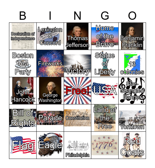 Fourth of July Bingo Card