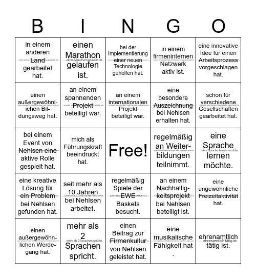 Finde eine Person, die ... Bingo Card