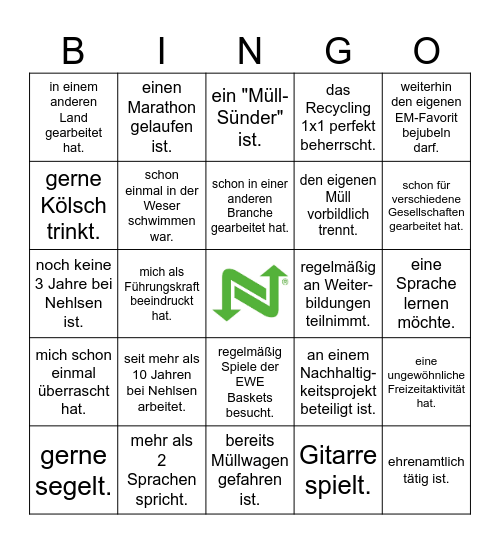 Finde eine Person, die ... Bingo Card