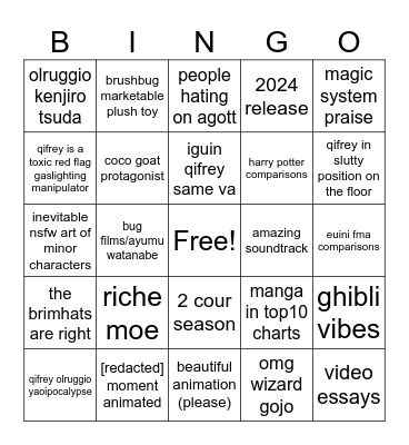 witch hat atelier anime era Bingo Card