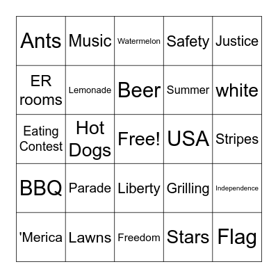 4th of July Bingo! Bingo Card