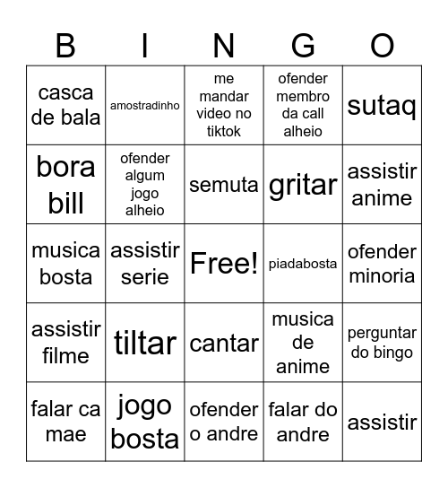 Gamer Bingo Card