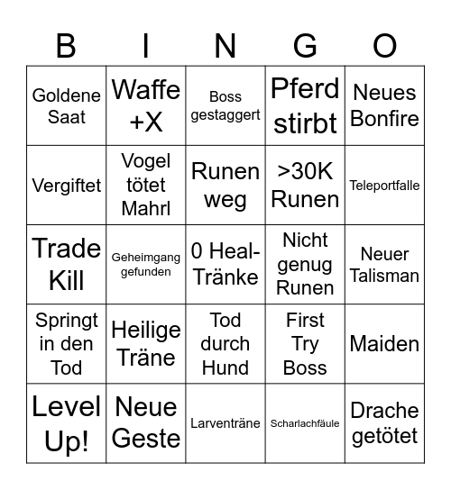 Mahrl Elden Ring Bingo Card