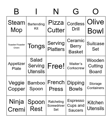 Bridal Bingo Card