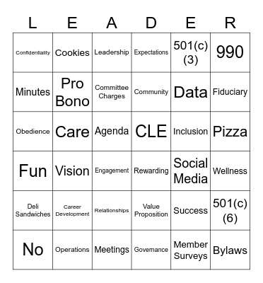 Bar Best Practices Bingo Card