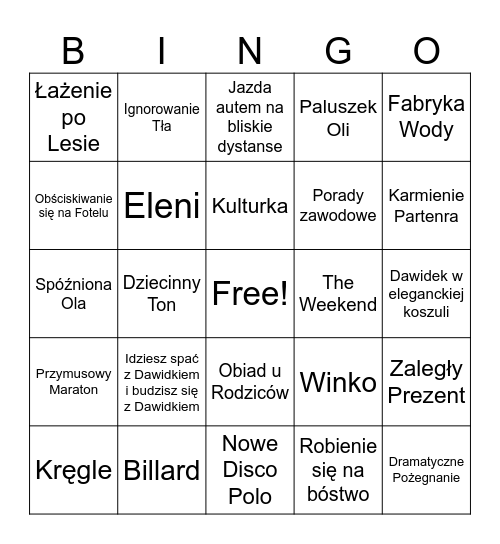 Zakochane Bingo Card