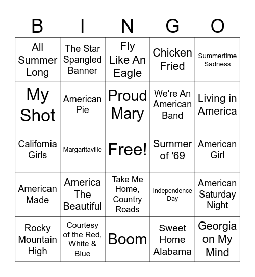 This is America Bingo Card