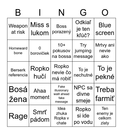 DS 1 ROBAR BINGO Card