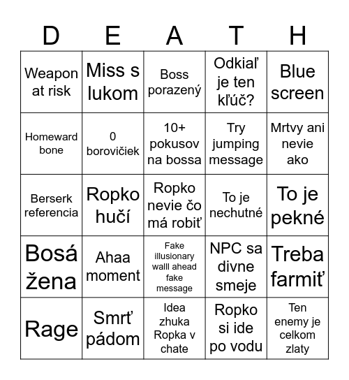 DS 1 ROBAR BINGO Card