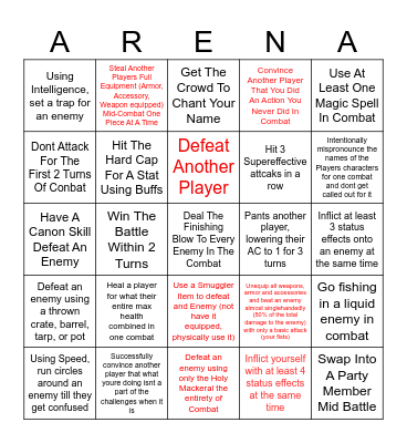 Metaworld Bingo 2 Bingo Card