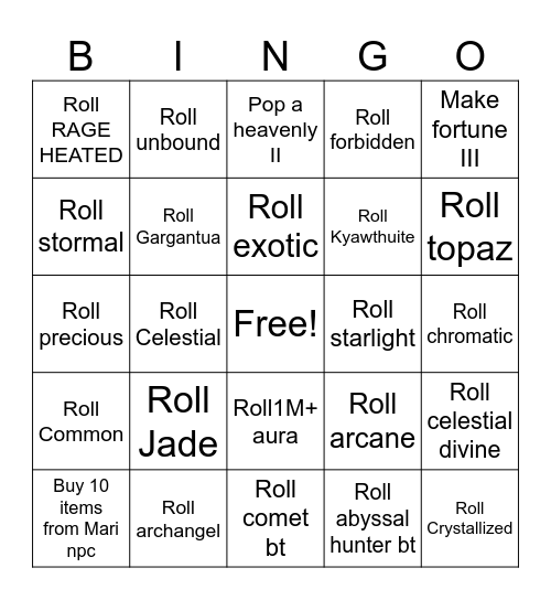 Sol's Rng bingo Card