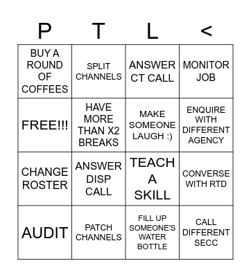 POL TEAM LEADER BINGO Card
