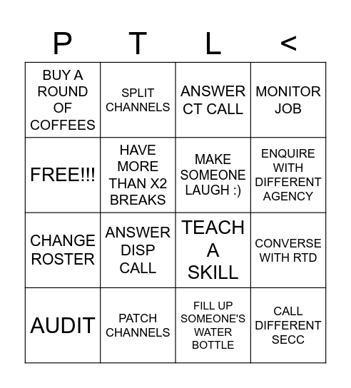 POL TEAM LEADER BINGO Card