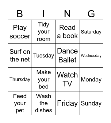 Unit 4 Bingo Card