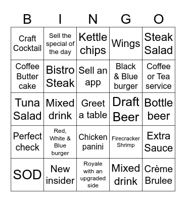 Fourth of July Bingo Card