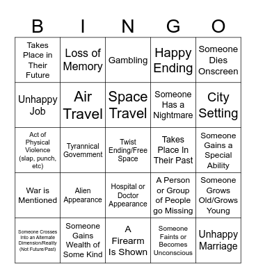 Twilight Zone Bingo Card