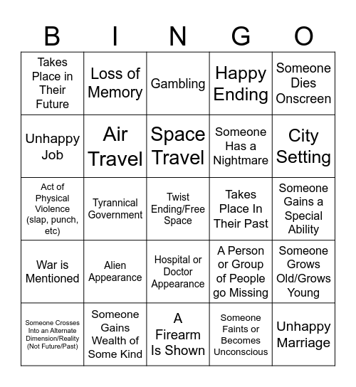 Twilight Zone Bingo Card