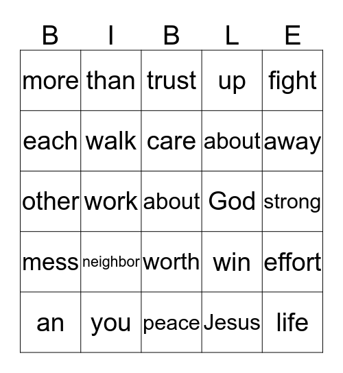 Peace Bingo Card